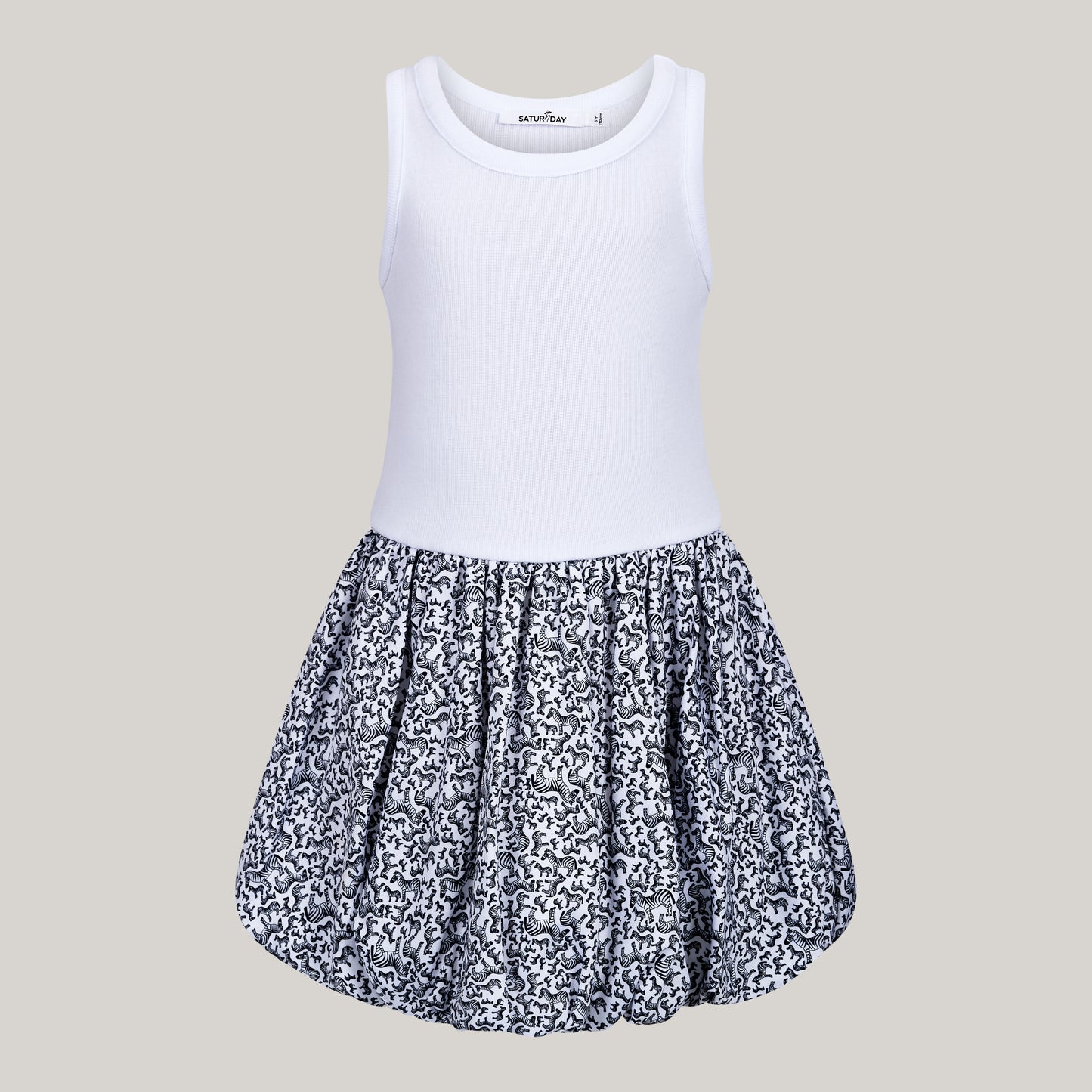 Balloon-Kleid aus Baumwolle mit Zebra-Rock