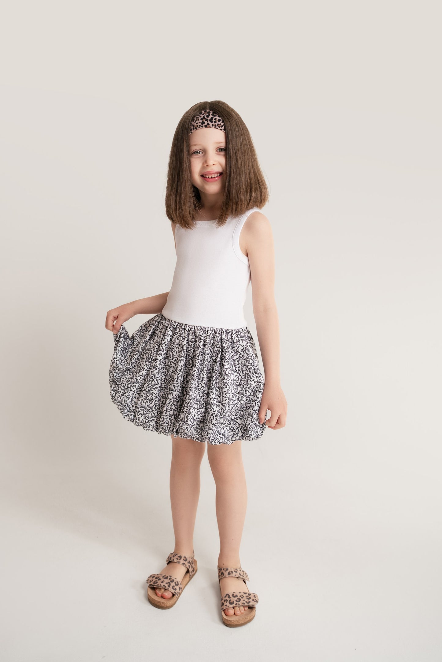Balloon dress with zebra skirt 100% cotton