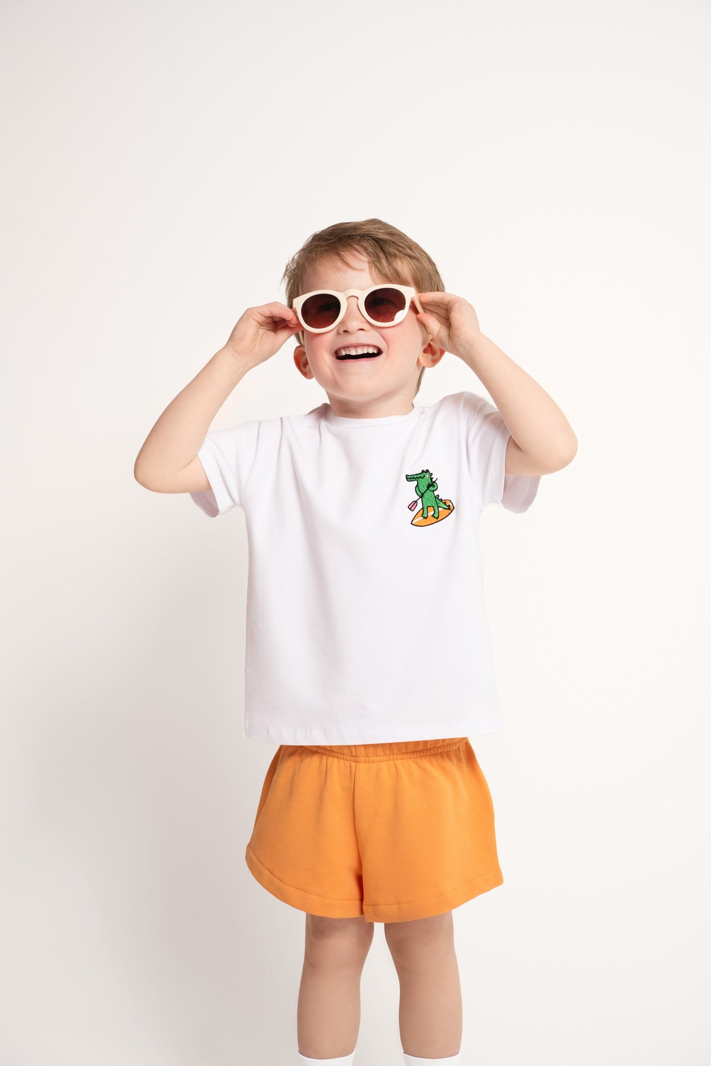 T-Shirt aus Baumwolle mit Stickerei: Krokodil auf SUP