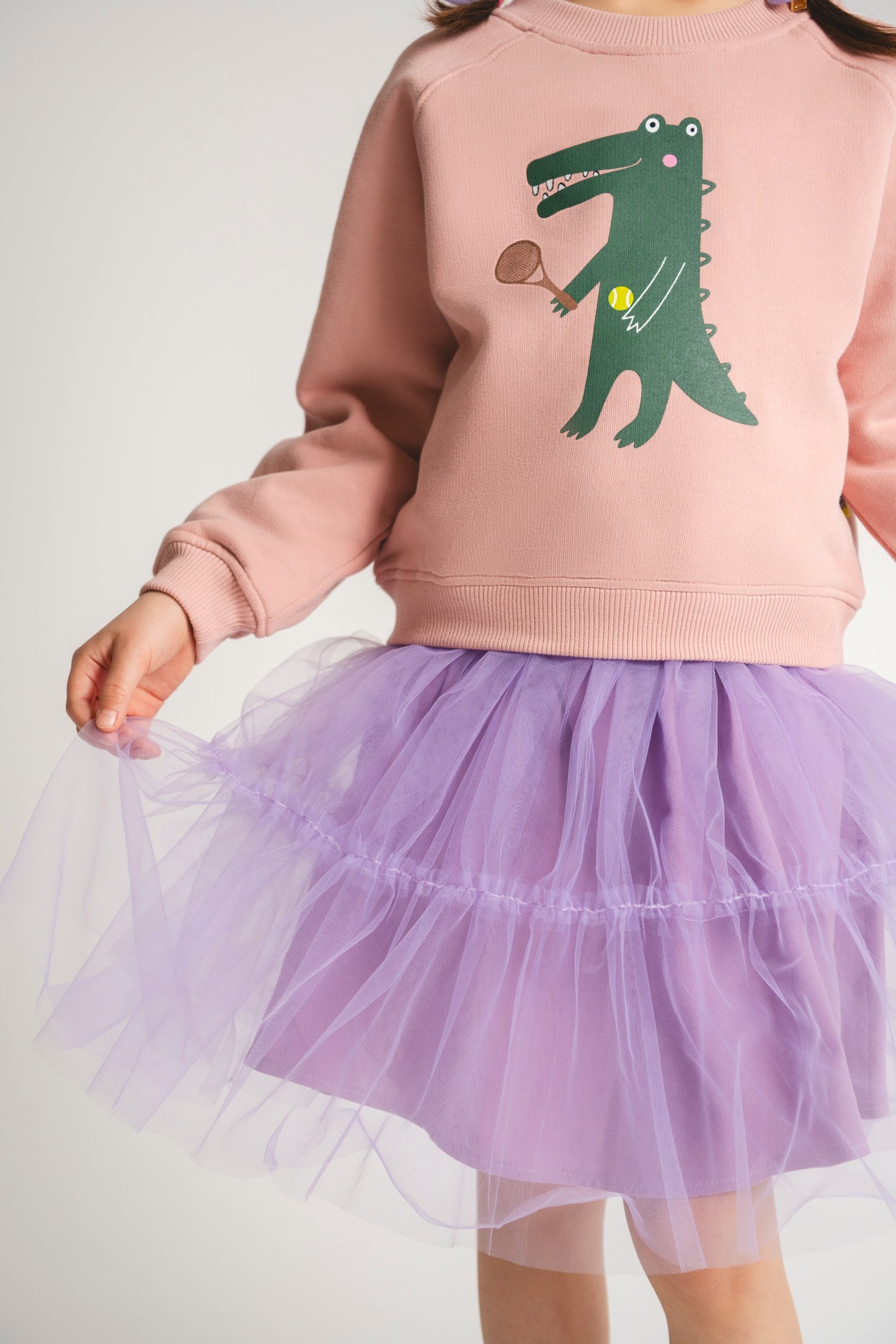 Cotton/Tulle dress Crocodile in purple