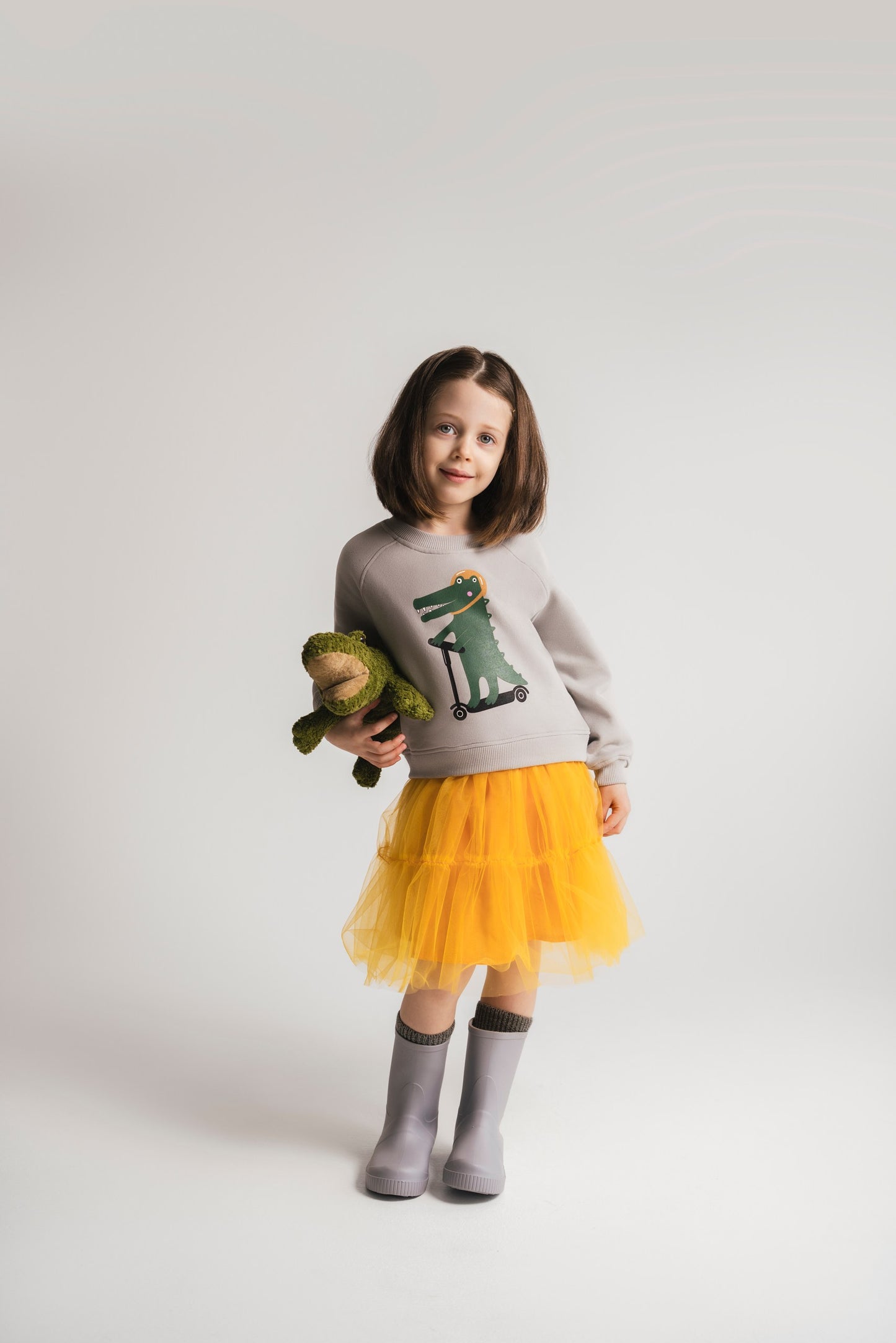Cotton/Tulle dress Crocodile mustard yellow