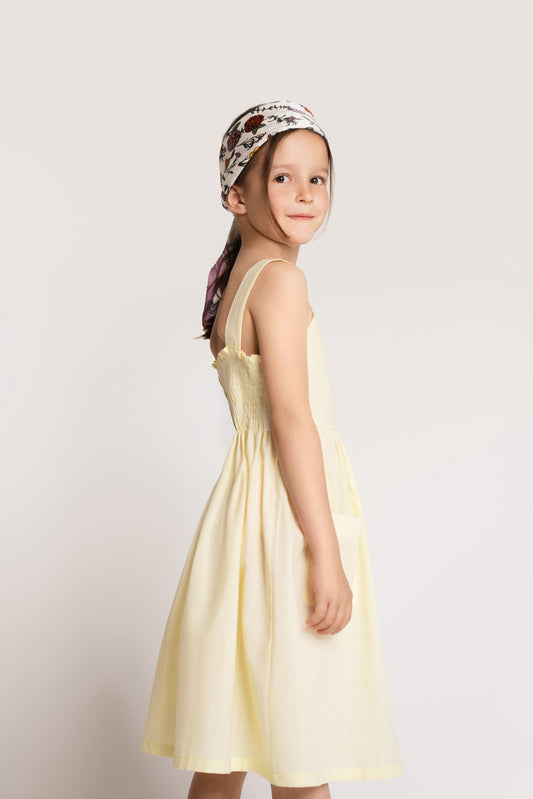 Ärmelloses Kleid aus Baumwolle in gelb