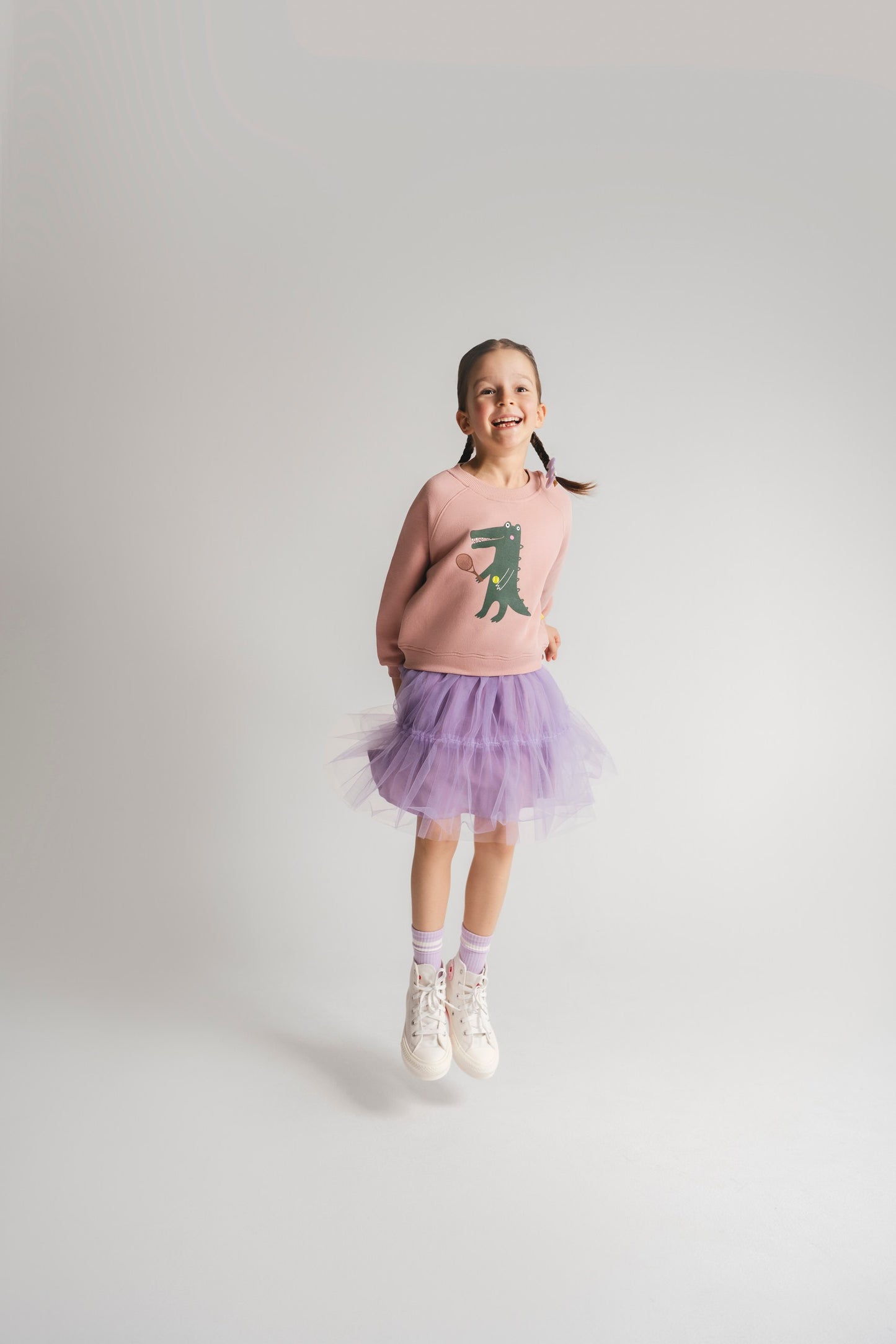 Cotton/Tulle dress Crocodile in purple