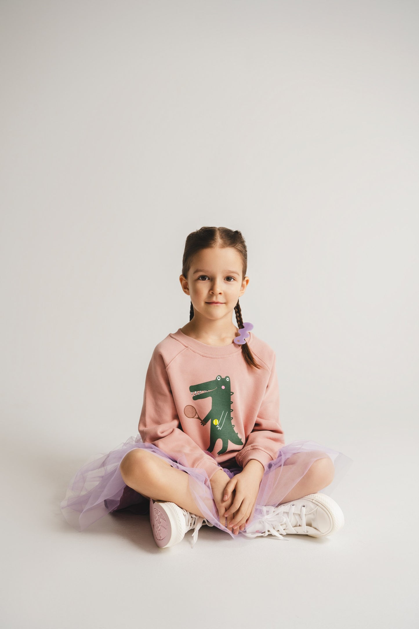 Cotton/Tulle dress Crocodile in purple