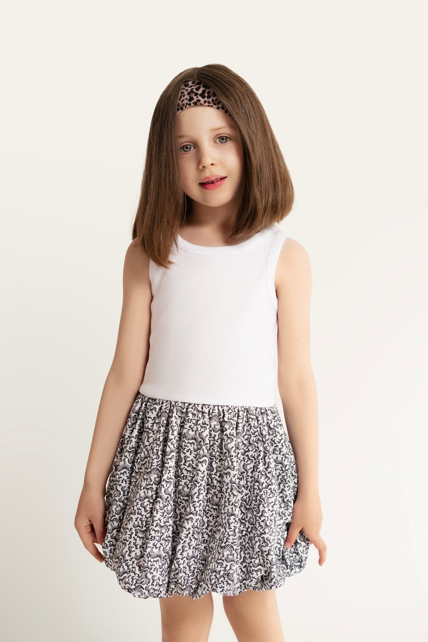 Balloon dress with zebra skirt 100% cotton