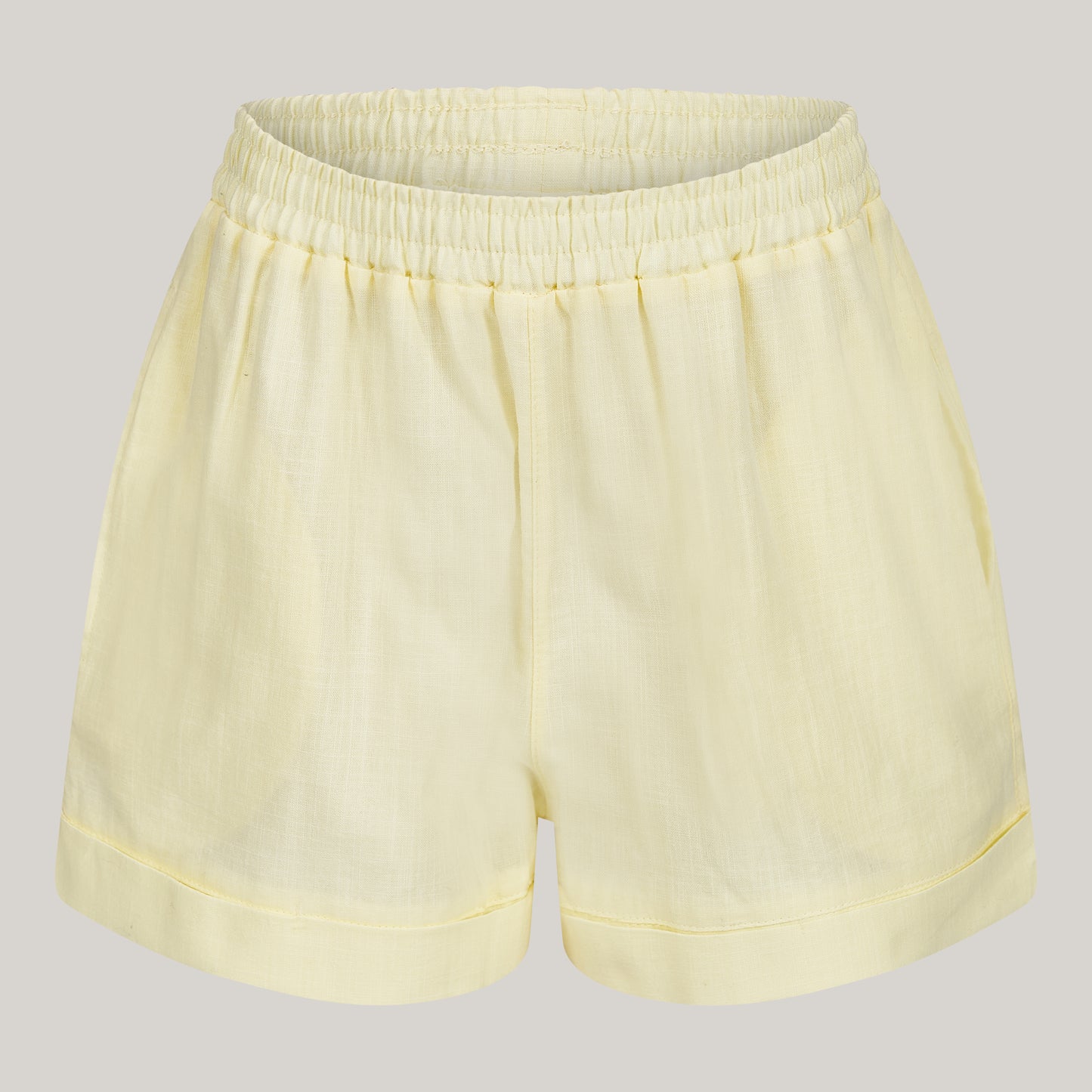 Cotton twin set in lemon yellow: shorts + shirt