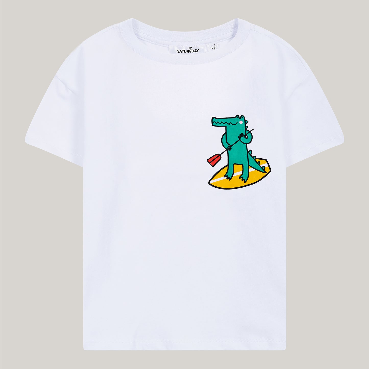T-Shirt aus Baumwolle mit Print: Krokodil auf SUP