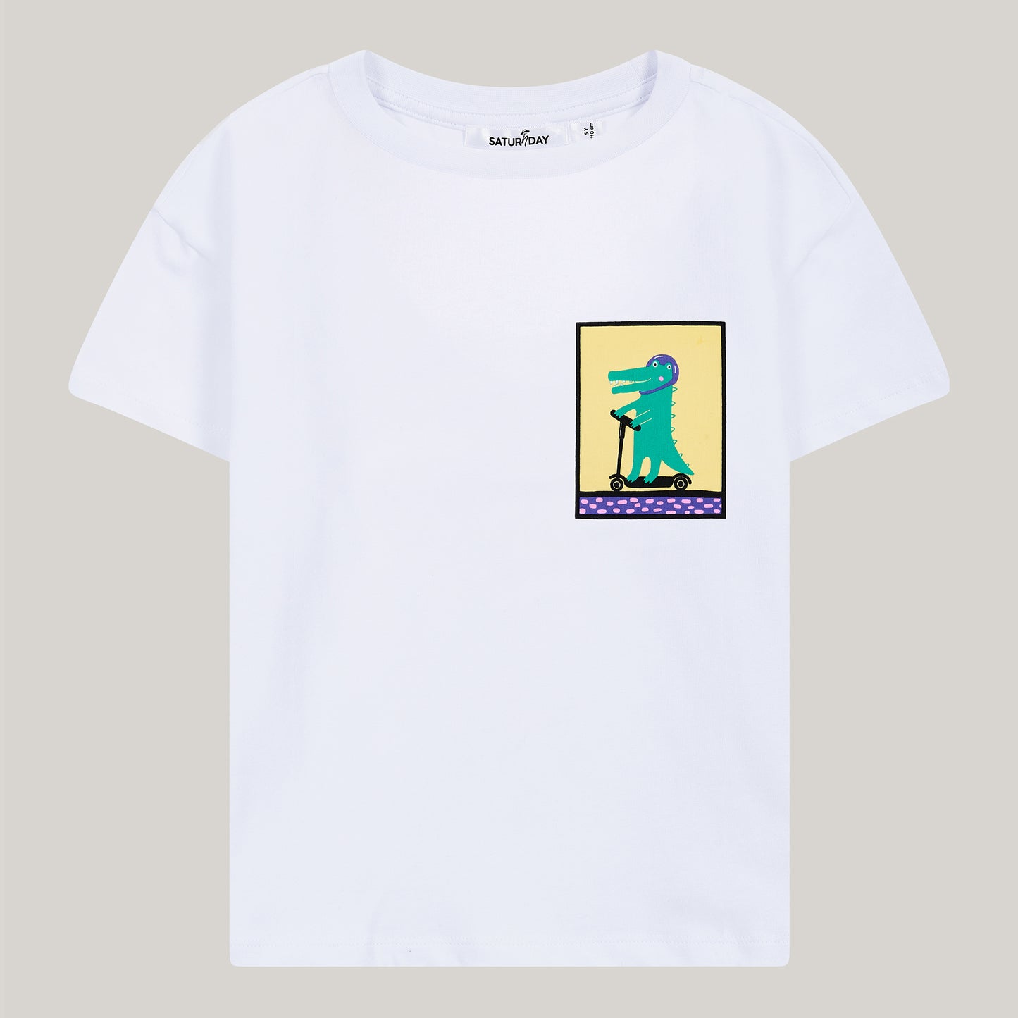 Cotton T-shirt with print: crocodile on scooter