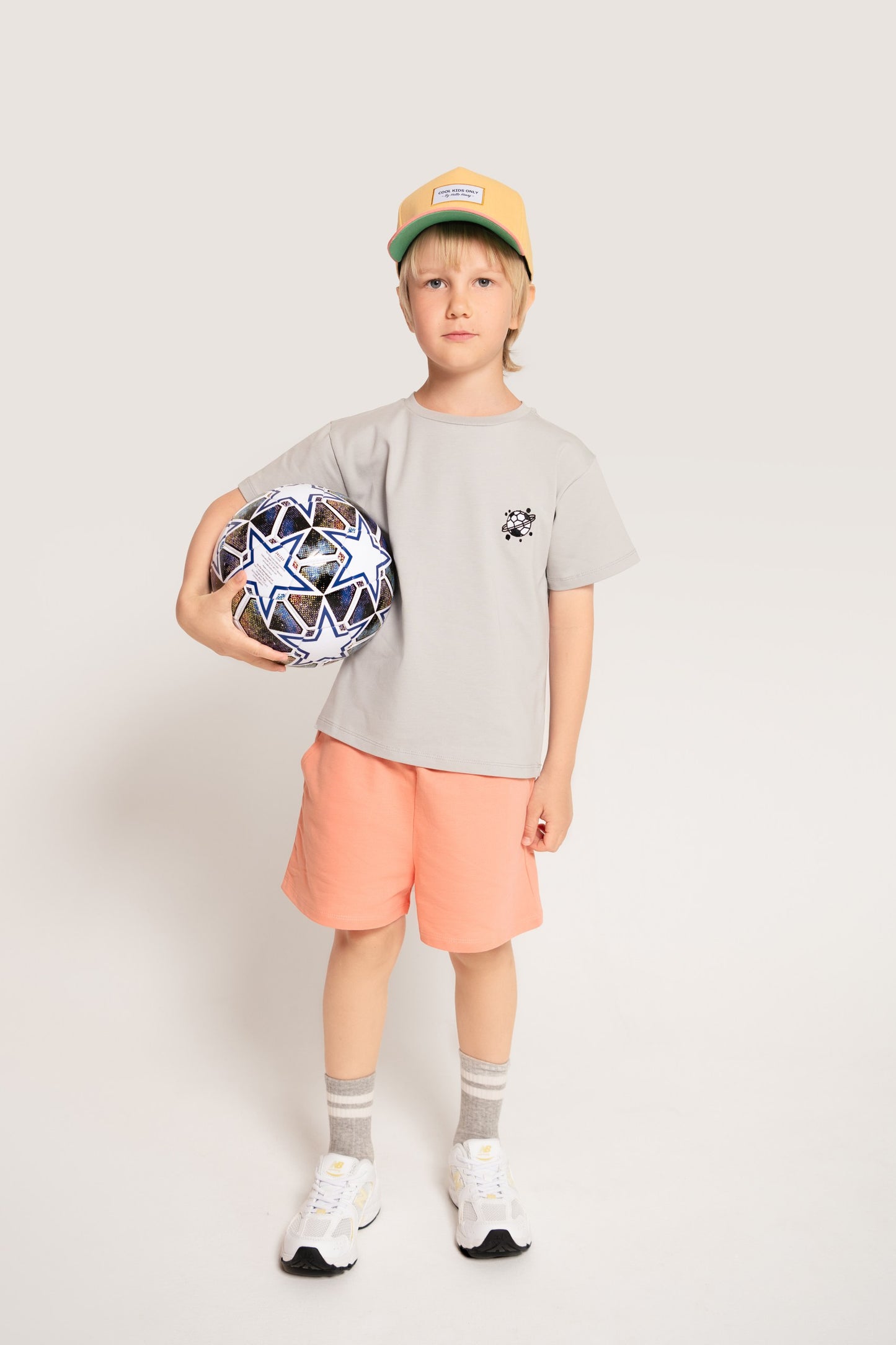 Cotton T-shirt with football embroidery