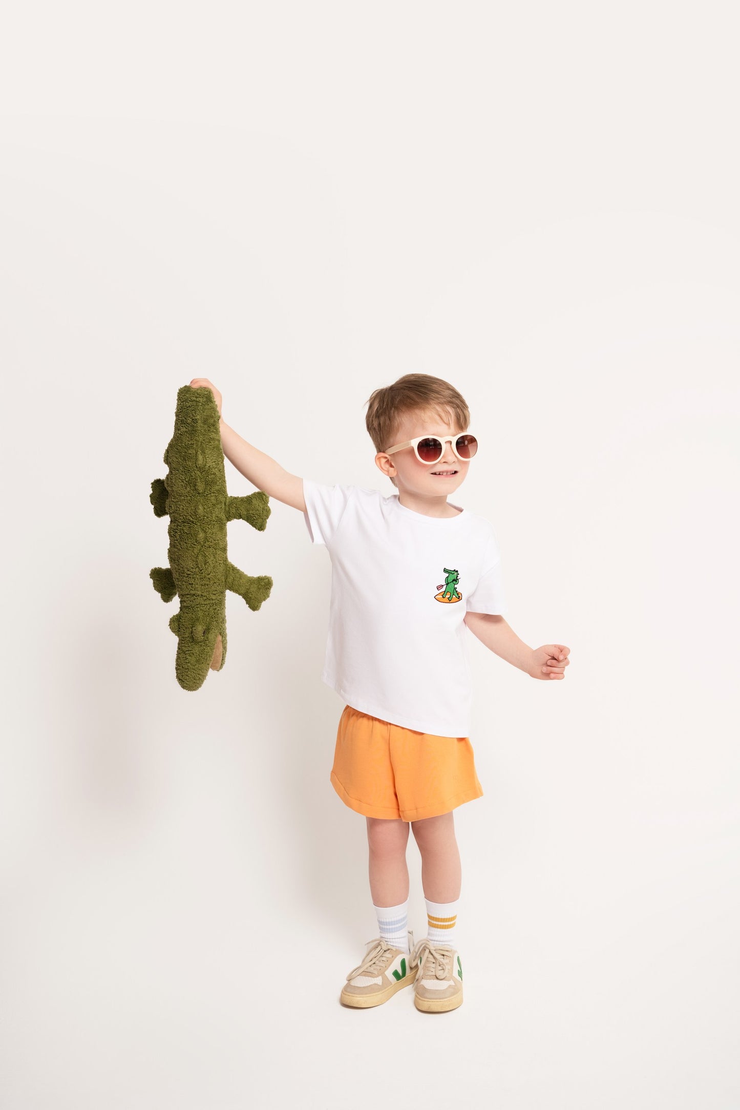 Cotton T-shirt with embroidery: crocodile on SUP