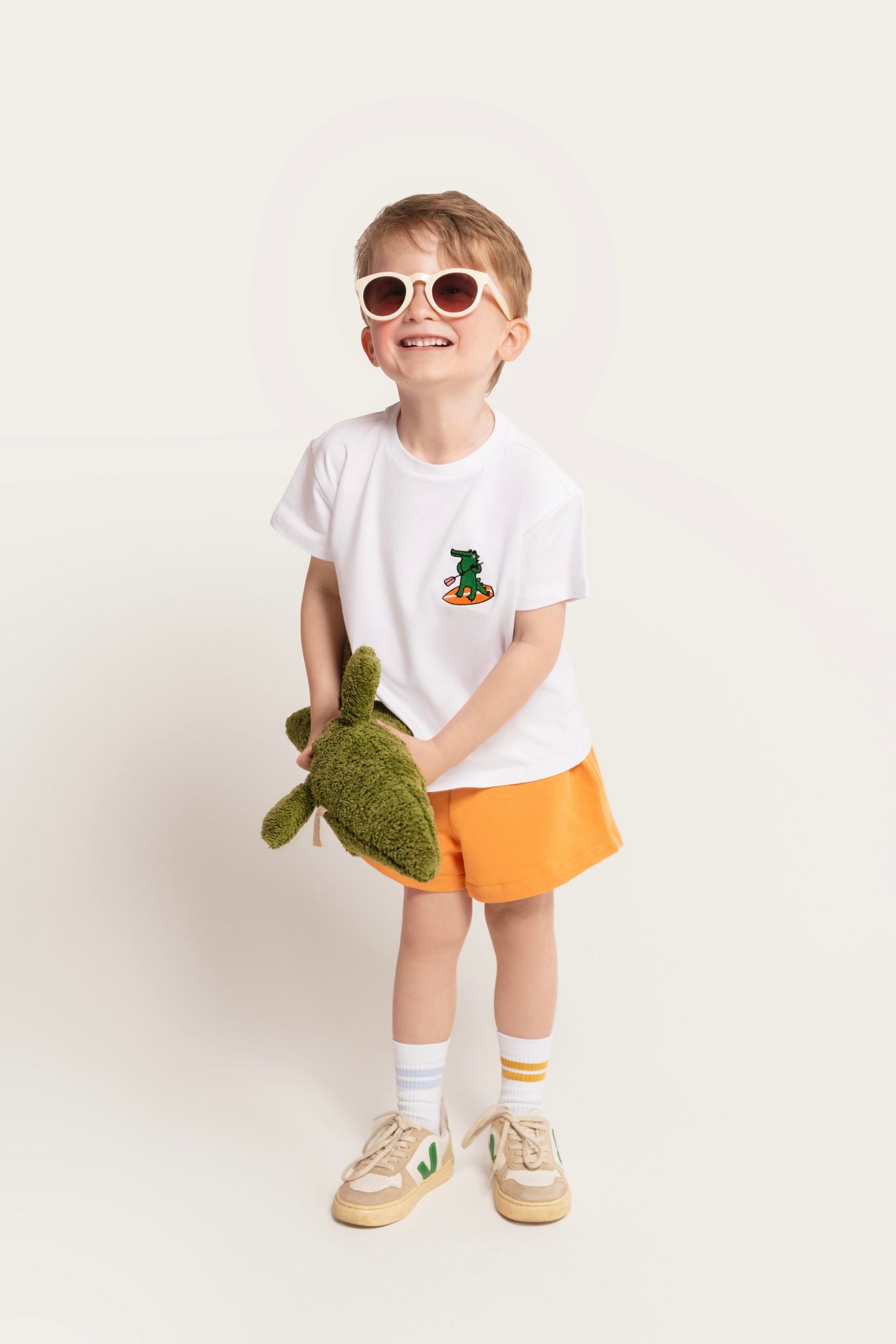 Cotton T-shirt with embroidery: crocodile on SUP