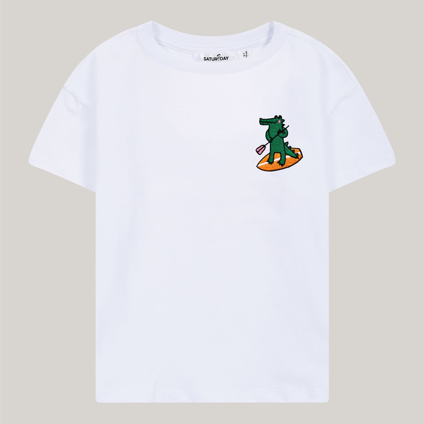 Cotton T-shirt with embroidery: crocodile on SUP