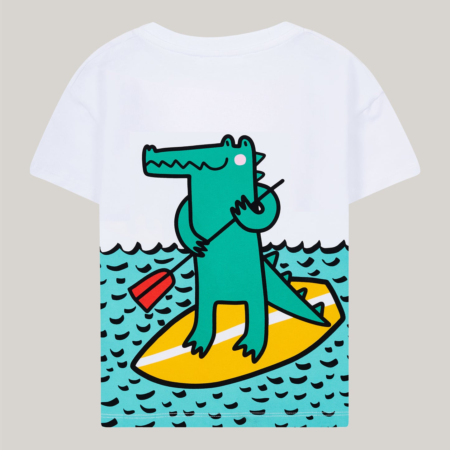 T-Shirt aus Baumwolle mit Print: Krokodil auf SUP
