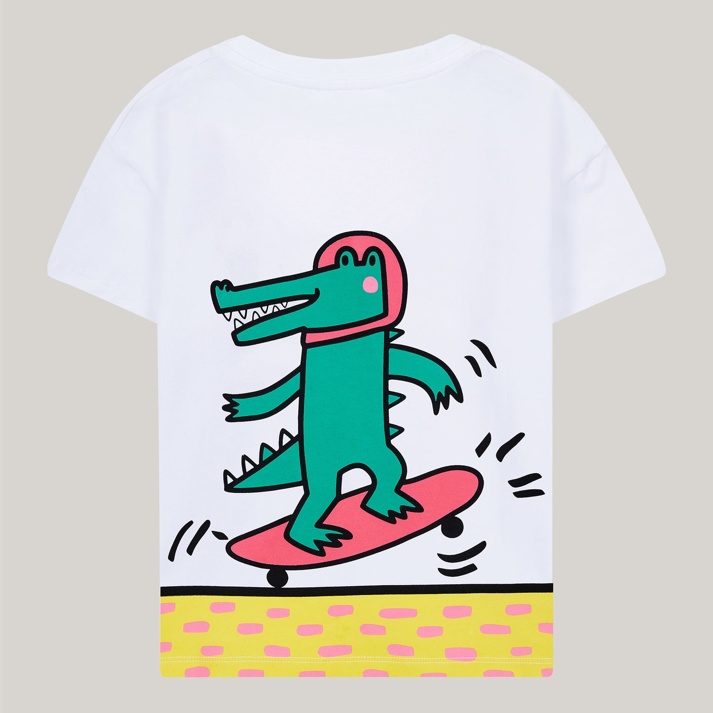 Cotton T-shirt with print: crocodile on skateboard