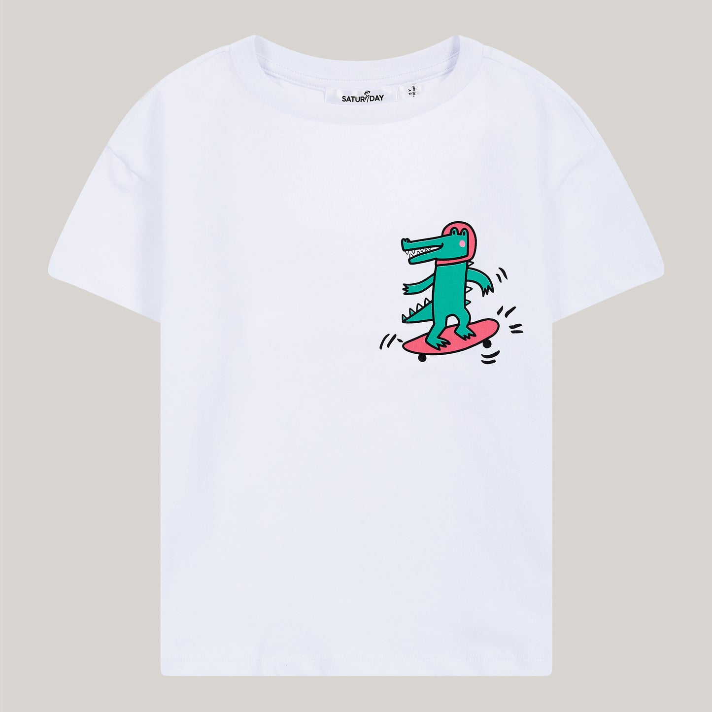 Cotton T-shirt with print: crocodile on skateboard